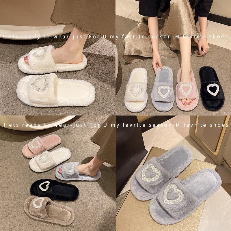 Fashion Winter 2025 New Women's Slippers Anti Slip Casual Indoor Flat Shoes Women's Warm Shoes Solid Color Fashion Women's Slippers
