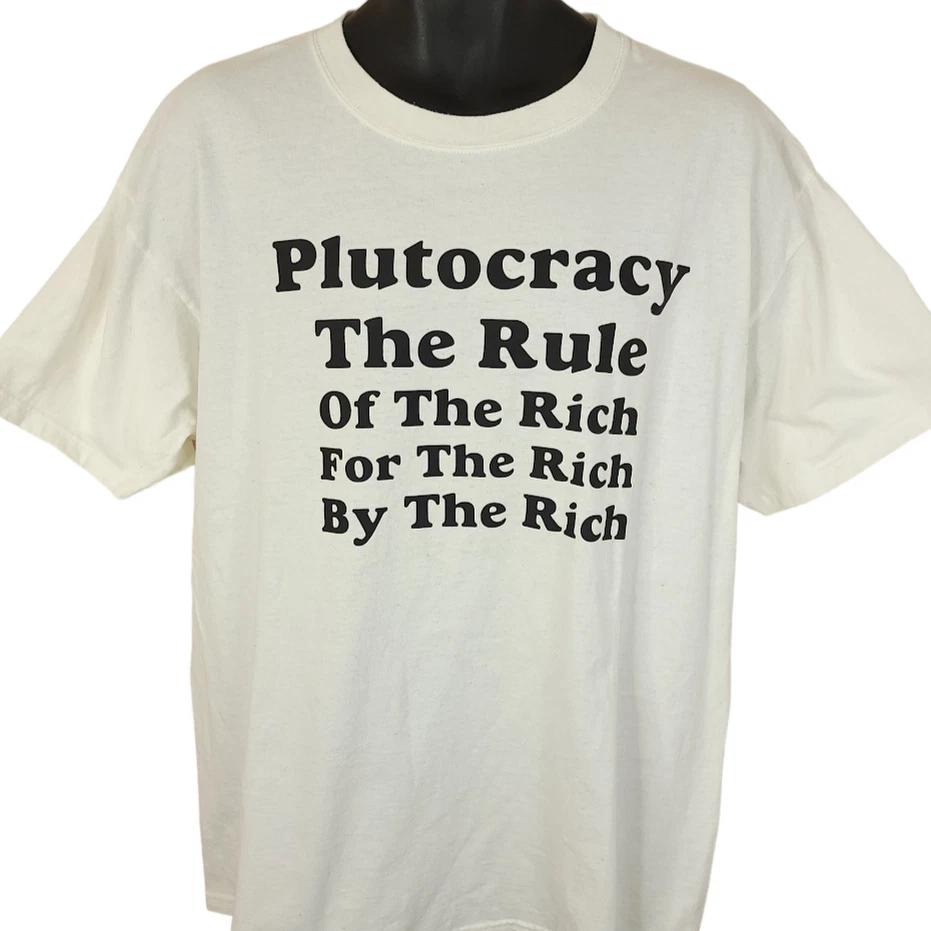 Vintage Plutocracy T Shirt Mens Size XL Y2K Rule Of The Rich For The Rich L