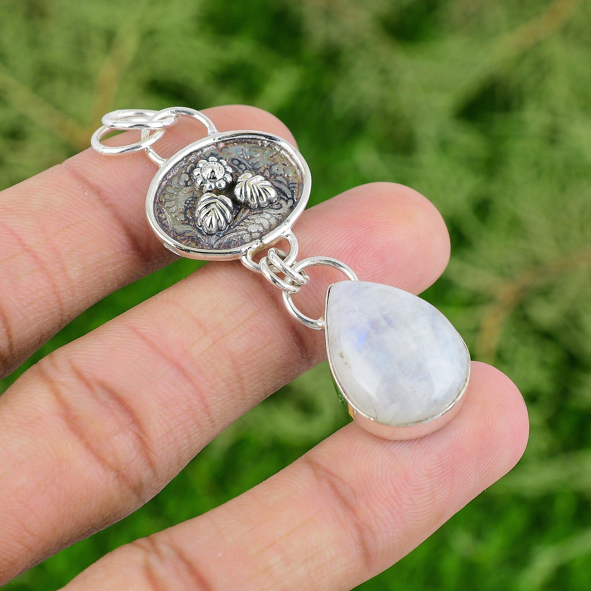 

Распродажа в честь Дня благодарения Подвеска из серебра 925 пробы с натуральным радужным лунным камнем для коронной чакры