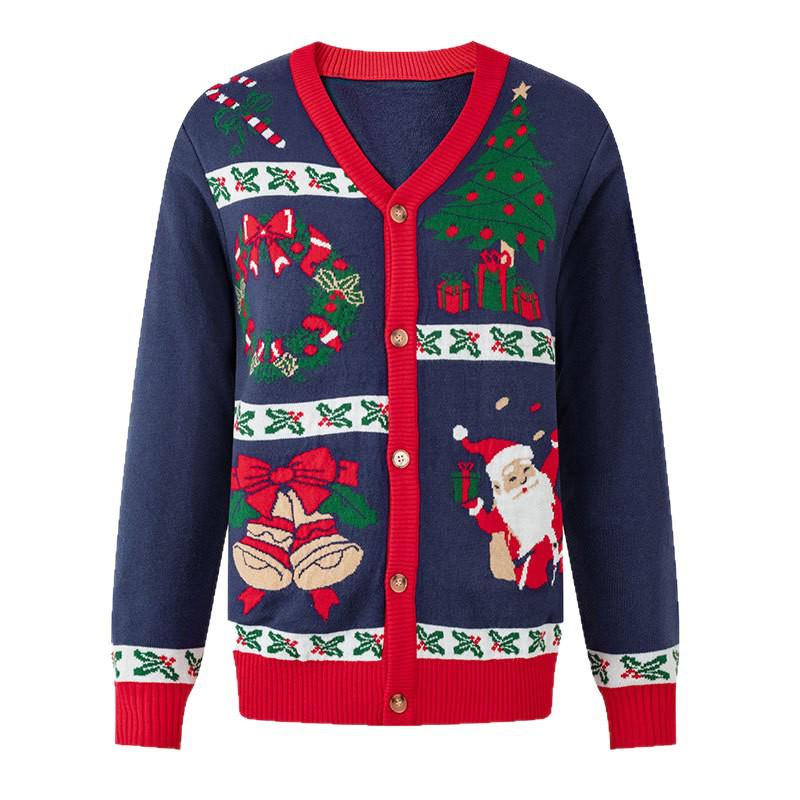 2026 European & American Unisex Christmas Jacquard Knit Cardigan Sweater