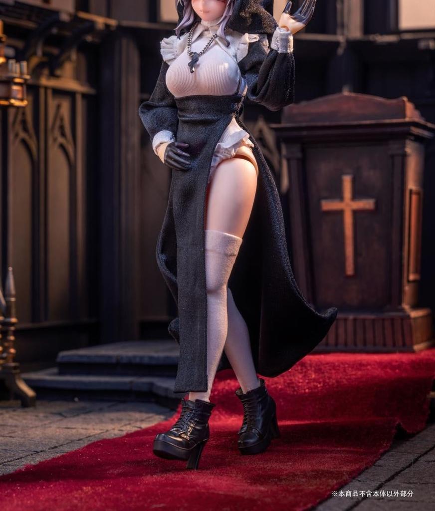 [TOYBARJAPAN] 1/12 Scale Action Figure HASUKI CS017A Sectional Beauty Nun Clothes and Stockings Set (Body, Head, and Shoes Not Included)
