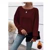 Women's Casual Long Sleeve Patchwork Pullover Sweater - Autumn/Winter Collection