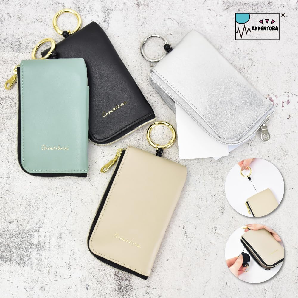 Key Case, Pass Pouch, Logo Embossed, Silver, PLE-30743