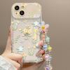 Applicable to Apple 17promax mobile phone case ipone16 full screen floral chain 15 flip mirror 8 transparent anti-drop