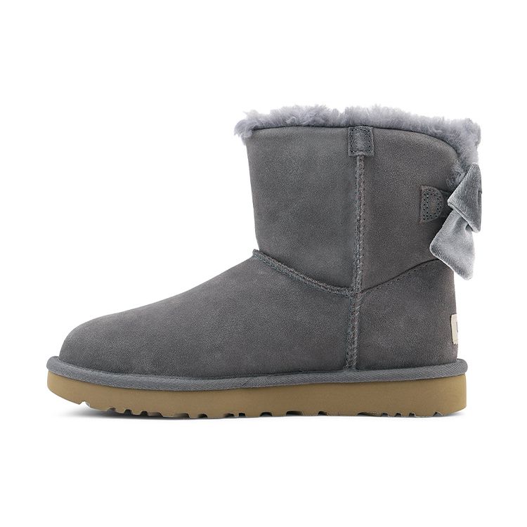 

UGG Mini Bailey Bow Velvet Ribbon 2.0 Plush Snow Boots Women Snow Boots Purple Gray 1118975-NHT 36