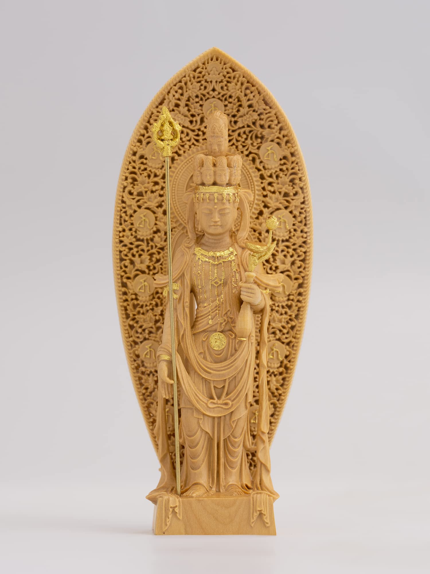 

Маленький Будда Каннон 12 см Каннон в стиле Хасэдэра Статуэтка Будды Бодхисаттвы Каннон Резьба по дереву Орнамент Каннон HSD Одиннадцатиликая - (самшит, золотой