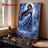 Disney Aladdin Princess Jasmine Long Black Curly Hair Exotic Arab Style Pearl-encrusted Outfit Pearl Puzzle. Handmade Decorative Gift for Home