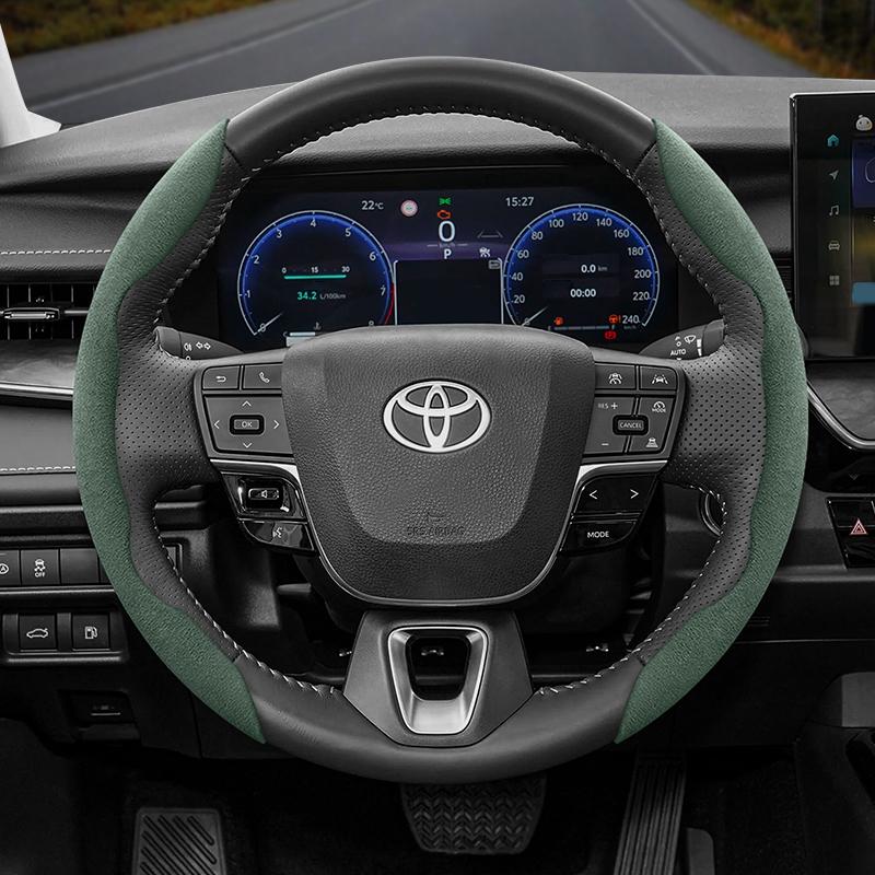 Suitable for Toyota Anti-Slip Buckle Segmented Suede Steering Wheel Cover Suitable for Yaris Auris Chr Corolla Rav4 Hilux Wish Roomy Aqua Probox Prius