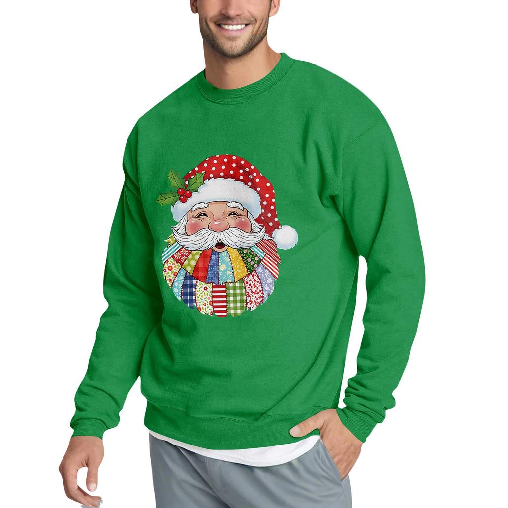 Christmas Print Loose Fit Round Neck Sweatshirt For Men
