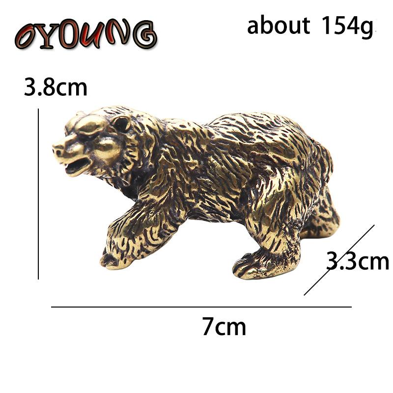 Pure Copper Brown Bear Statue Ornament Solid Brass Polar Animal Figurine Miniatures Tea Table Pet Desk Decors Accessories Crafts
