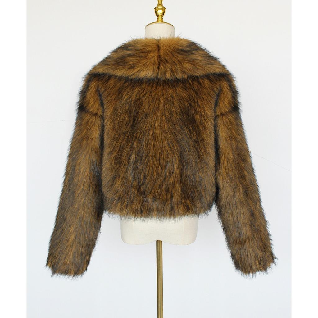 Women's Autumn and Winter New Imitation Fur Jacket Top, Women's Artificial Fur Short Plush Jacket