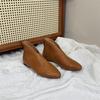 Johnature Retro Pointed Toe Cowhide Short Boots Versatile Genuine Leather Soft Soled Women's Shoes