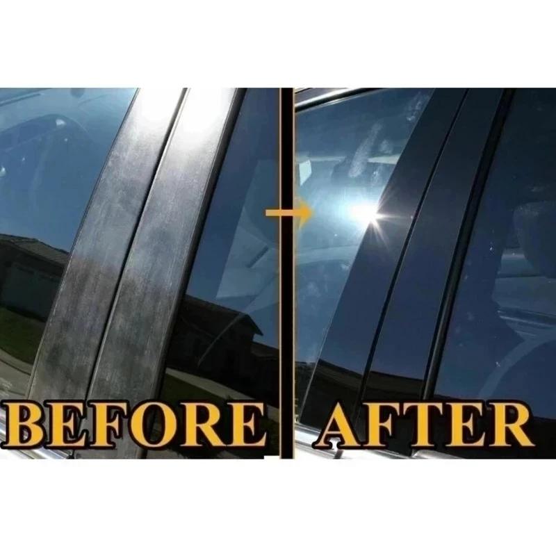 6PCS Carbon Fitbre Car Window Trim Cover BC Column Sticker Fit for Land Rover Range Rover L405 2013- Polished Pillar