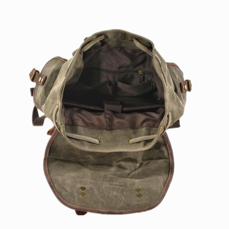 Vintage Canvas Backpacks for Men Laptop Daypacks Waterproof Rucksacks Large Waxed Mountaineering Travel Pack Vintage Backpack