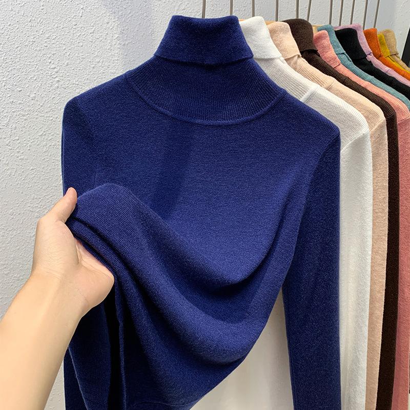 

Трикотажный свитер с бахромой, женская одежда, пуловер с воротником-стойкой, шерстяной свитер, темперамент, внутренний слой, утягивающий талию, топ 2XL темно-синий