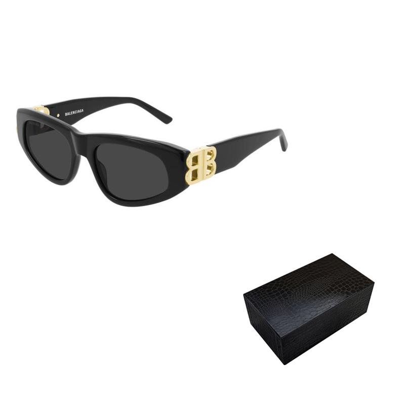 Balenciaga Stylish Cat Eye Oval Sunglasses Women Sunglasses Black Gold BB-0095S-001