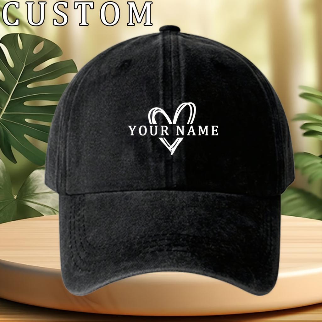 Customizable HeartShaped Name Baseball Cap Lightweight Vintage Washed Dad Hat Suitable for Unisex And Women Machine Washable O