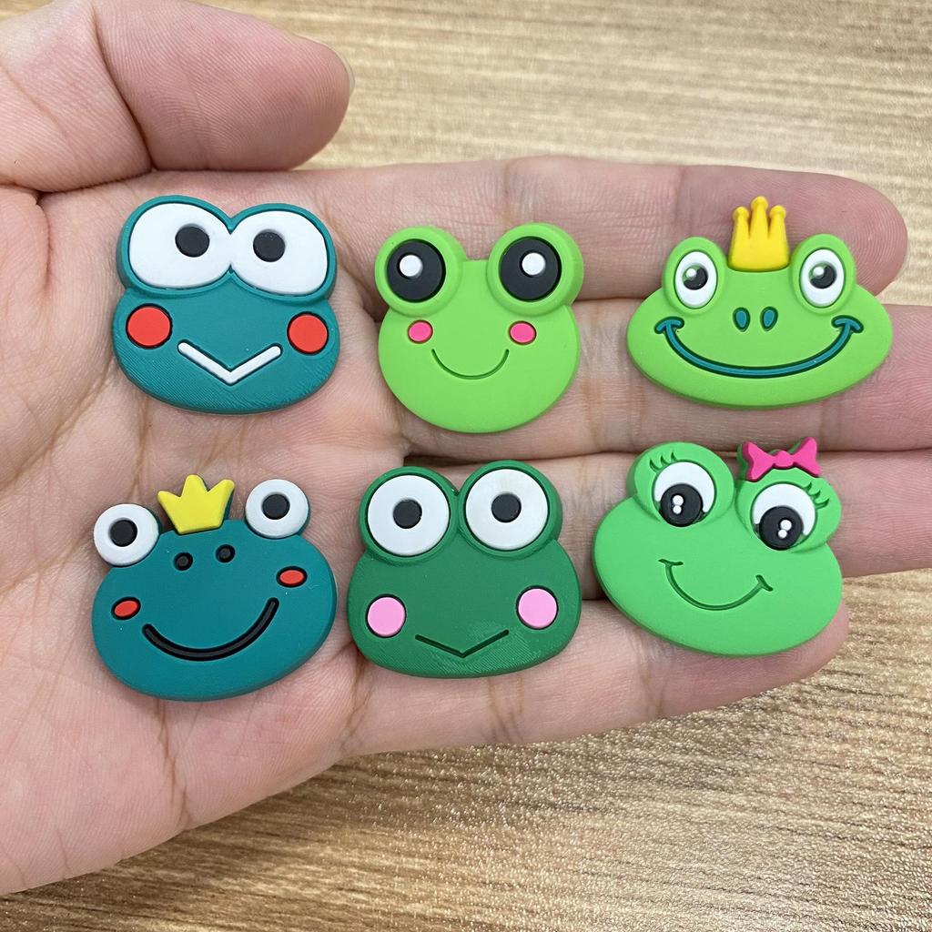 Cartoon Frog Crocs Charms Set: 10pcs Soft PVC Shoe Accessories
