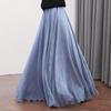Silkbshe Women's Solid High-Waist A-Line Long Skirt