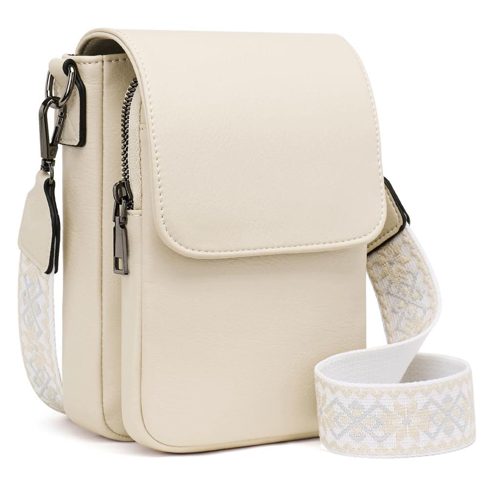 Fashionable New Retro Pu Leather Women's Wide Shoulder Strap Single Shoulder Crossbody Bag with Lid Small Square Bag