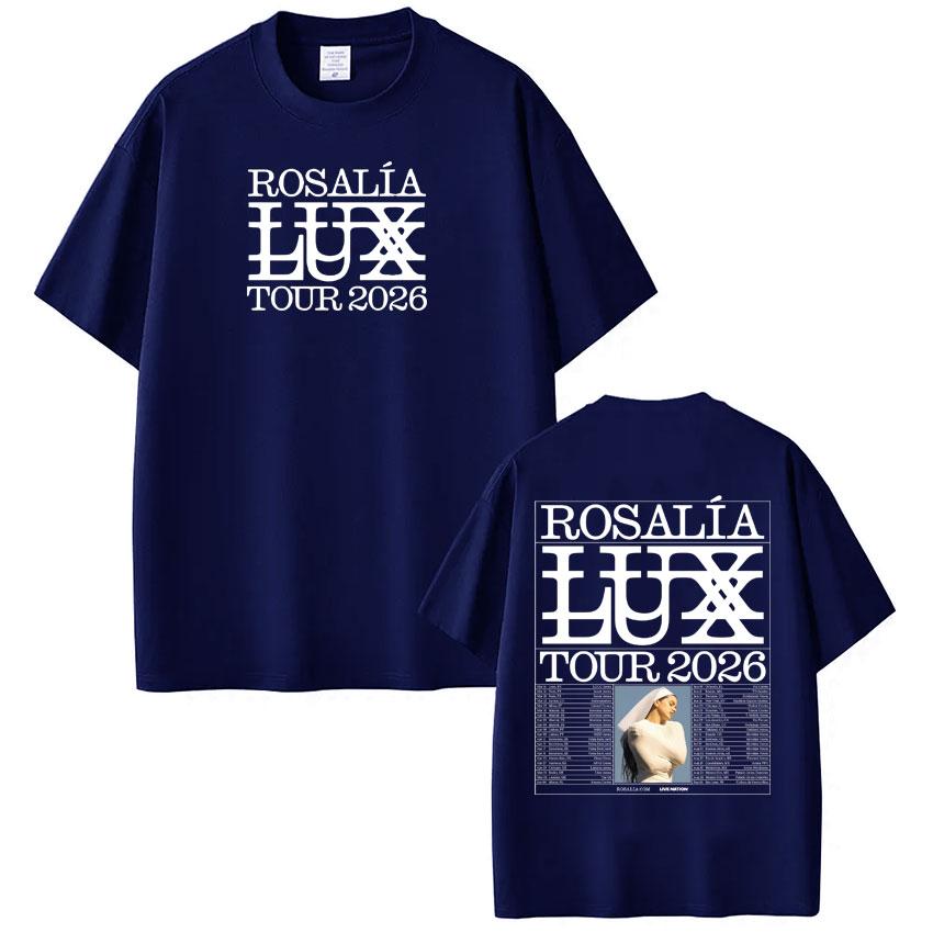 Sängerin Rosalía LUX Album Tour 2026 Druck T-Shirt Herren Damen Mode Baumwoll T-Shirts Oversized Hip-Hop Lässig Ästhetische T-Shirts