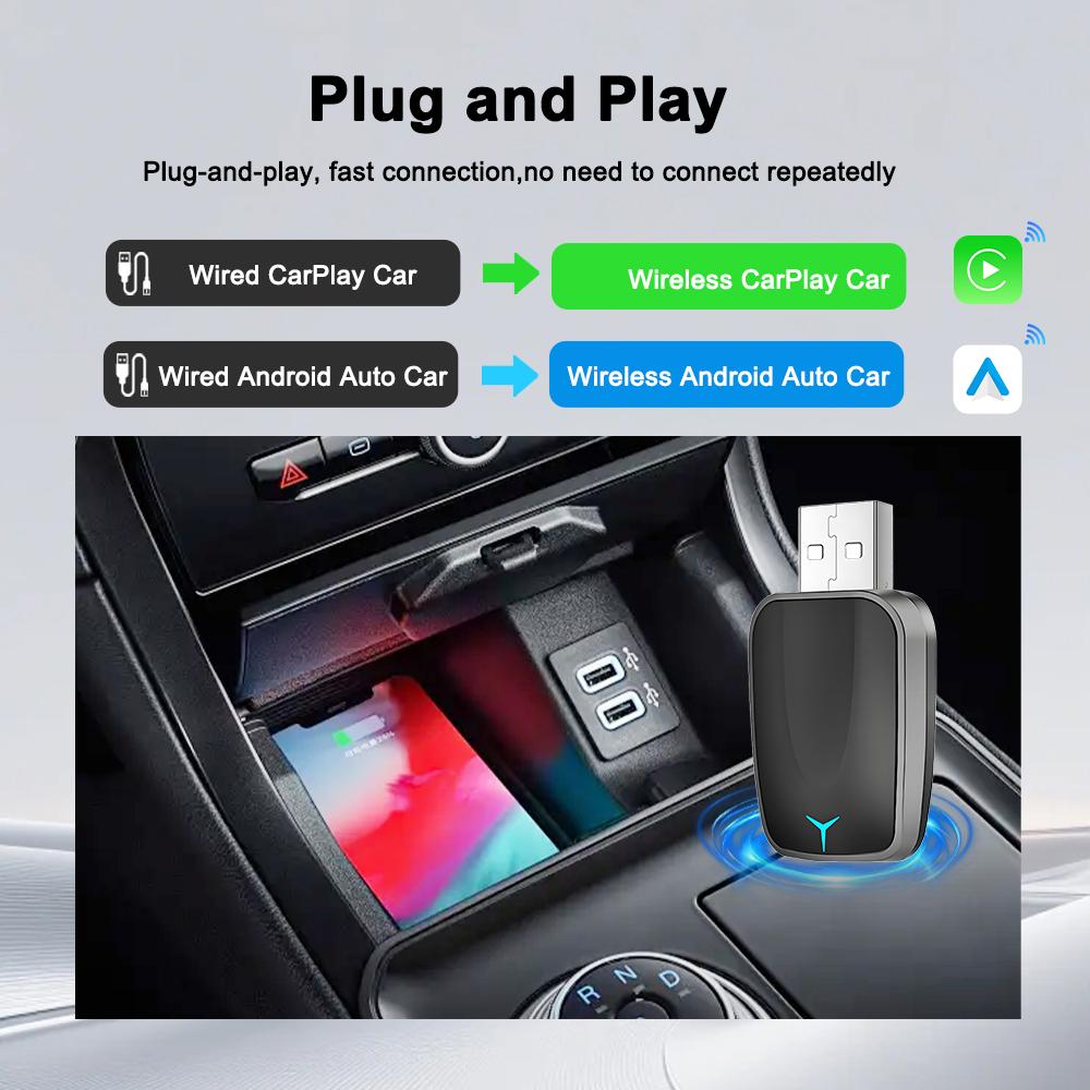 M34 2 in 1 AI Box Wireless Car Adapter for Upgrading Wired CarPlay/Android Auto to Wireless Compatible With Built-in CarPlay/Android Auto Vehicles