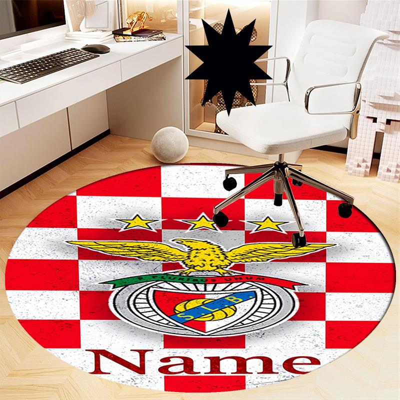 Custom Name Benfica Printed Round Rug Carpet Chair Rug Area Rug Entryway Doormats,for Office Chair Living Room Bedroom Kitchen Room.