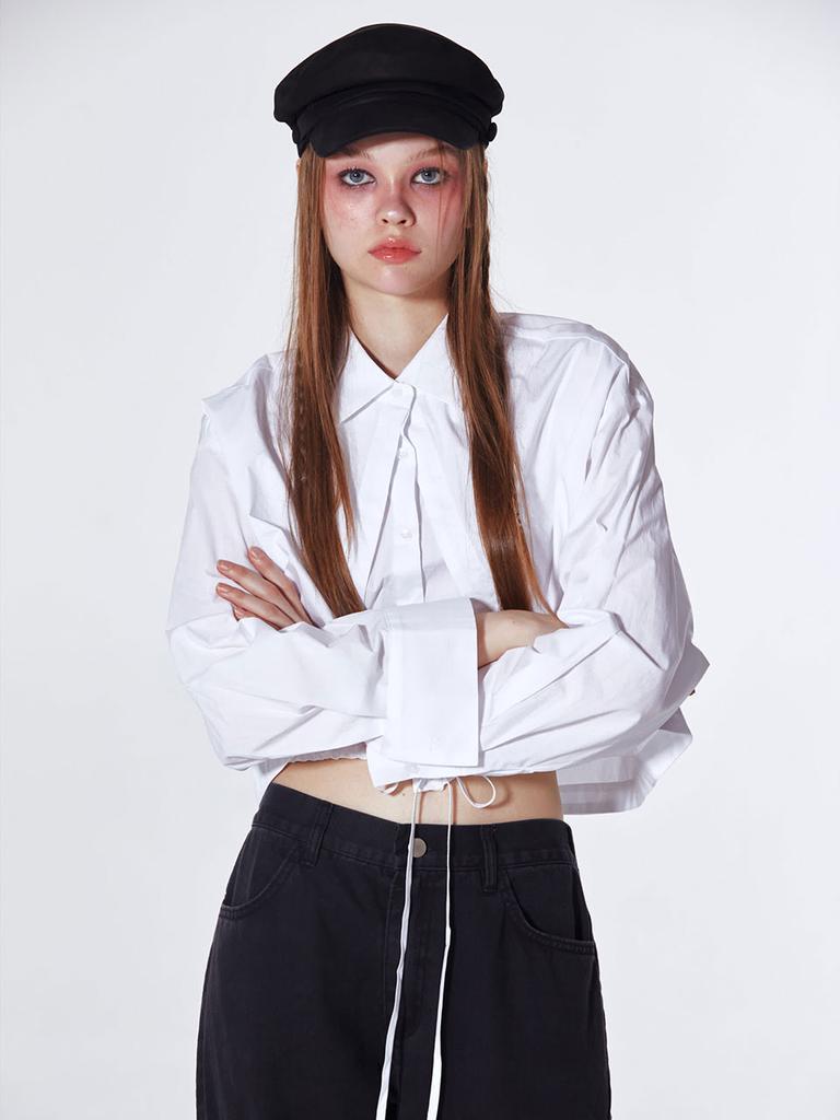 KOOLKITTEN Layered Waist String Shirt (White)