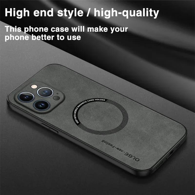 Magnetic Leather Case For iPhone 15 16 Pro Max 14 13 12 11 Pro Max XS XR X 8 7 Plus SE Wireless Charging Phone Cover Etui