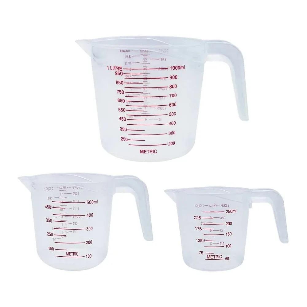 250ML 500ML 1000ML Measuring Cup Dropshipping Sale Plastic Tip Mouth Jug Pour Spout Transparent Handle For Baking Kitchen Tool