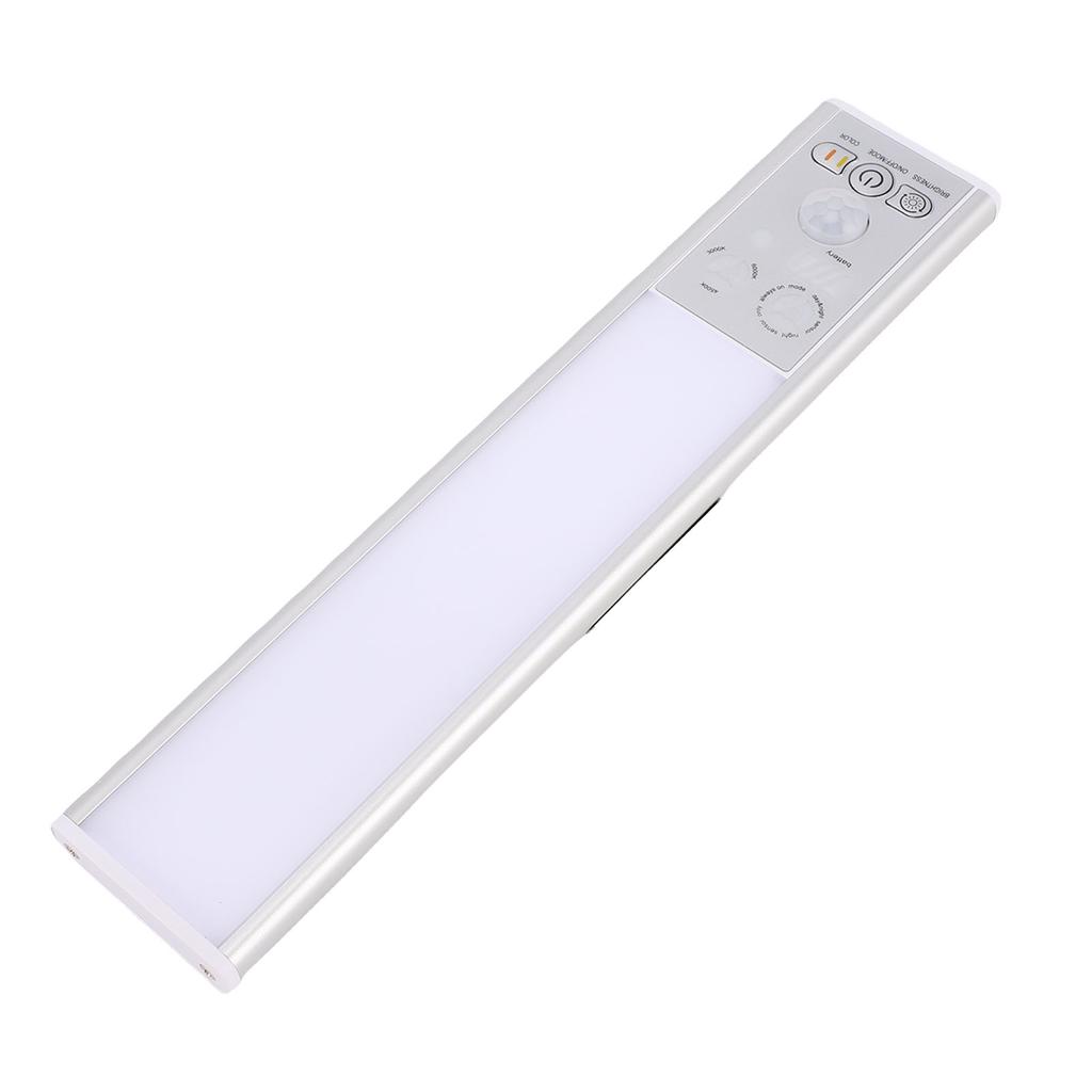 Under Cabinet Light Rechargeable Motion Sensor Lamp for Home Kitchen 3 Color Temperature Adjustable 30cm Length Silver