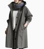 Women Windbreaker Hooded Button-down Loose Pure Color Coat Long Sleeves Knee