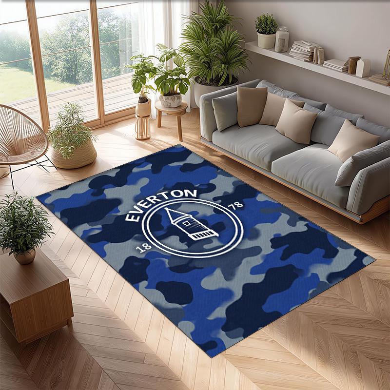Tappeto in Velluto di Cristallo con Stampa Calcio Everton, Comodo Assorbente d'Acqua Antiscivolo Tappeto per Pavimenti Interni