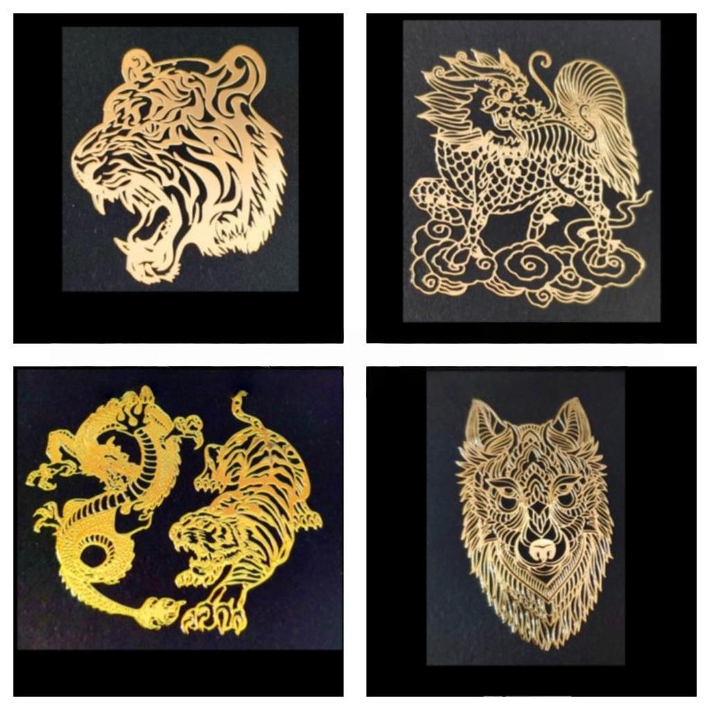 9 Modeli Metalowych Naszywek Zwierzęcych Grawerowanych Laserowo - Smok, Tygrys, Orzeł, Feniks i Inne Wysokiej Jakości Dekoracyjne Naklejki