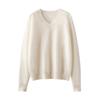 Versatile Cashmere Silk V-Neck Brushed Solid Color Loose Knit Pullover Sweater