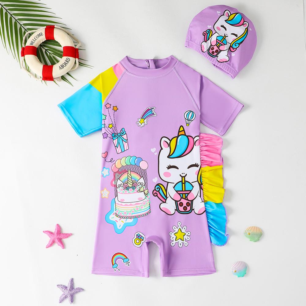 Girls' Summer One-Piece Swimsuit - Professional Hot Spring Swimwear for Kids