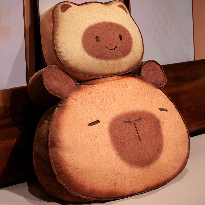 Cartoon Toast Capybara Cat Plush Toys Lovely Animal Pillow Sleeping Cushion Stuffed Soft Sofa Back Pillow Birthday Gifts