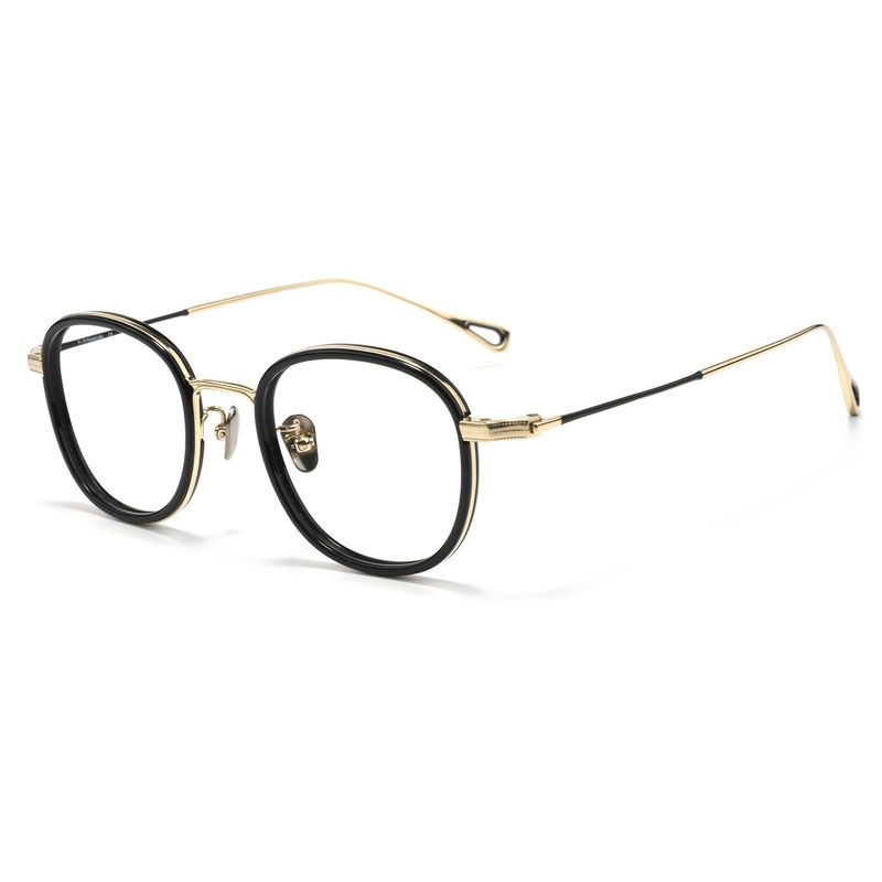 Light Luxury Brand Ultra Light Acetate Titanium Round Glasses Frame Men Women Retro Top Quality Optical Prescription Eyeglasses