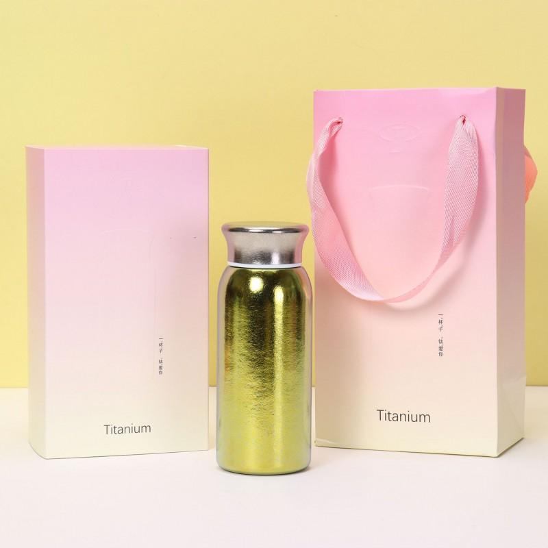 Mini Titanium Vacuum Insulated Travel Mug Women Portable Pocket Cup 200ml Lightweight Luxury Gift Box