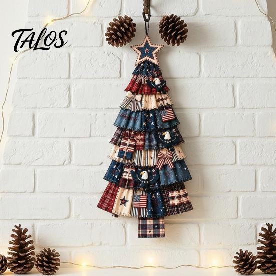 Cadeau d'artisanat de Noël pour adultes Kit d'arbre Patchwork Surdimensionné à faire soi-même, Ensemble d'assemblage en tissu à carreaux Rétro Décoration avec Ornements Suspendus Décoration de Maison de Fête