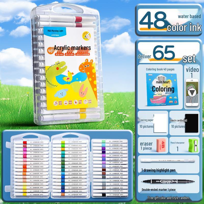 Acrylic Marker Set: Non-Toxic, Layerable, Washable, Non-Bleeding - 24 Colors for Kids