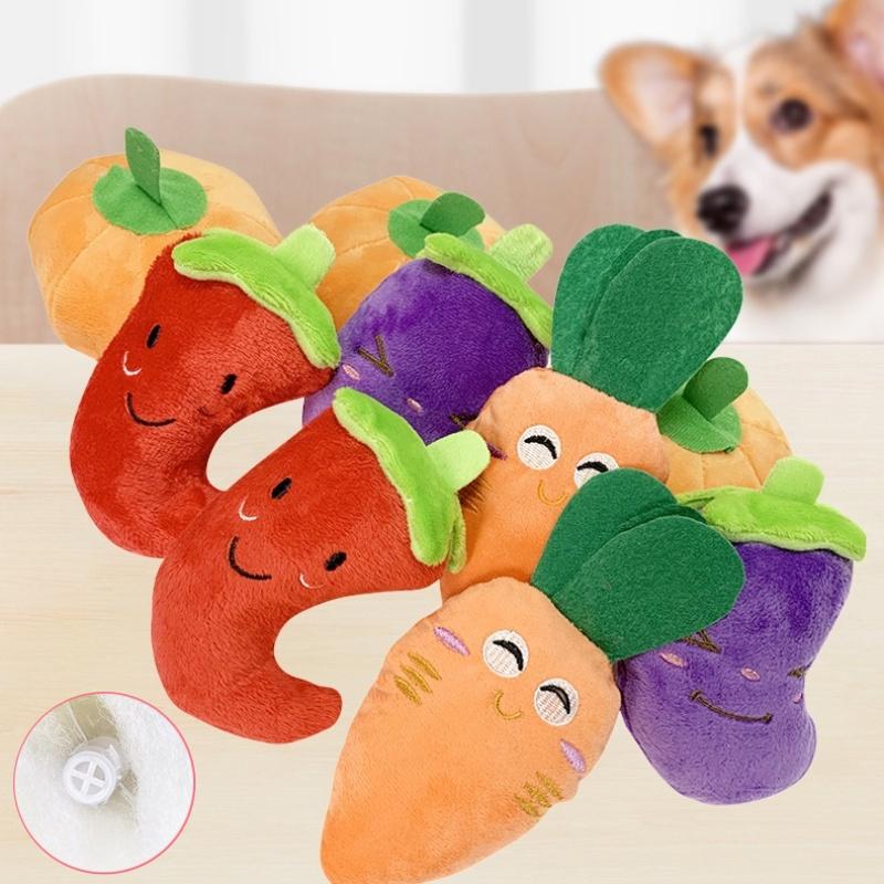 2023 Haustier Hund Plüschtier Mit Geräusch Weich Und Umarmbar Karotte Paprika Kürbis Und Aubergine Großhandel