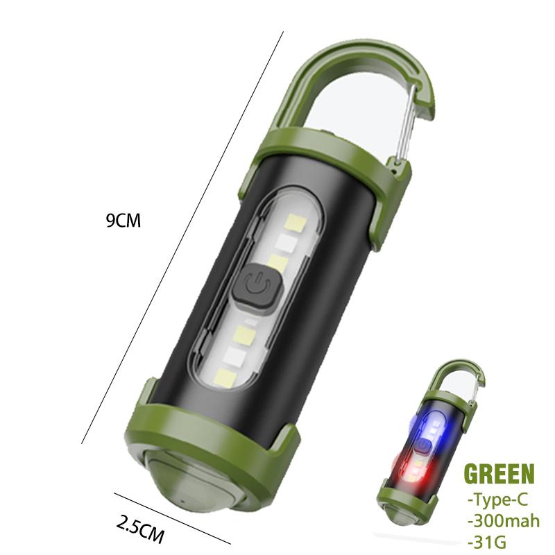 Mini Portable Keychain Flashlight Multifunction COB Work Light 6 Modes Emergency Rechargeable Light for Walking Searching Hiking