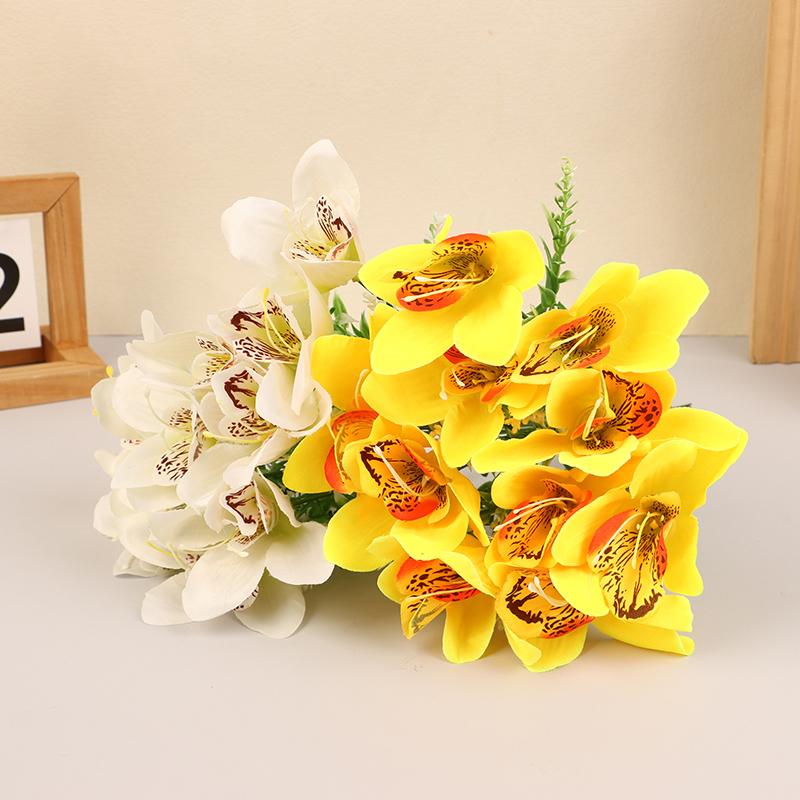 10Pcs Silk Orchid Bouquet Artificial Faux Flowers For Wedding Home Decor Diy Desk Vase Arrangement Floral Artificial Flowers