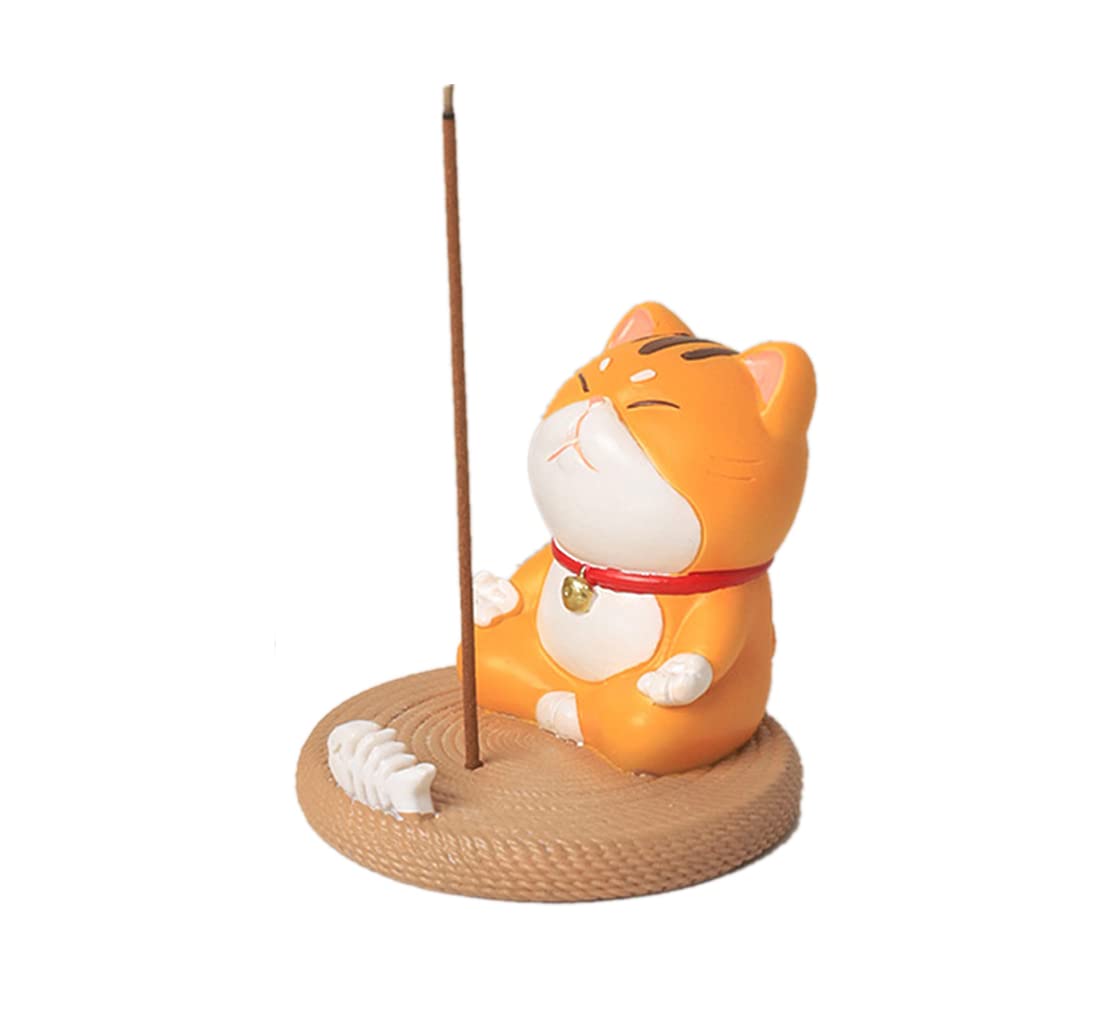 

Fujitoya Cat and Dog Incense Smartphone Incense Incense Incense Japanese Style Holder, Stand, 2-Way Holder, Dishes, Plate, (Yellow Cat)