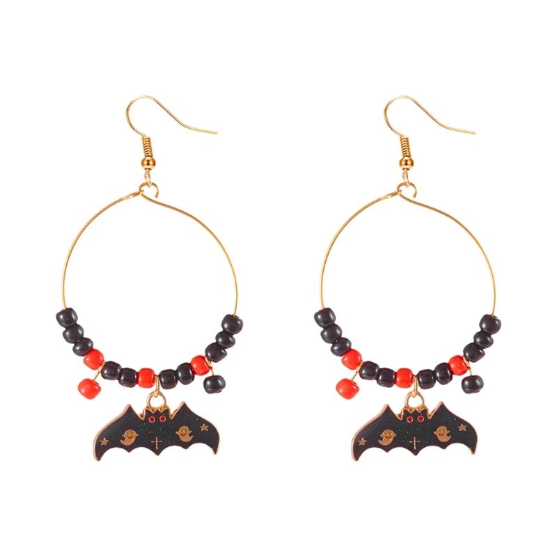 Elegant Black Spiders Bat Drop Earrings Lightweight Zinc Alloy Goth Style Halloween Costume Jewelry Party Ear Accessories