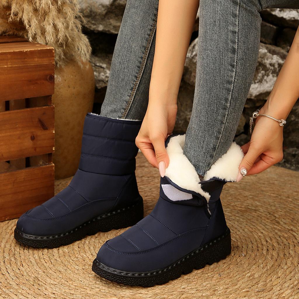 Fashion Women Waterproof Winter Boots 2025 New Faux Fur Long Plush Snow Platform Shoes Warm Cotton Couples Ankle Boots Zapatos De Mujer