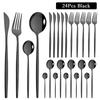 24Pcs Luxury Cutlery Stainless Steel Tableware Mirror Gold Dinnerware Set Western Knife Fork Spoon Flatware Kitchen Silverware