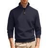 Men's Quarter Zip Pullover Sweater Diamond Jacquard Knit Stand Collar Long Sleeve Casual Sweatshirt For Business & Daily Wear