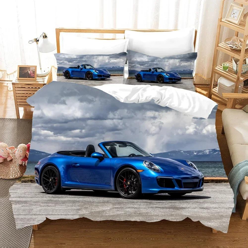 Sports Car Duvet Cover 3D Racing Car Printed Bedding Set Queen King Size With Pillowcases Men Cool Polyester Quilt Cover